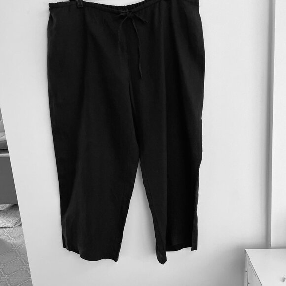 EILEEN FISHER Women's L 100% Irish Linen Wide-Leg High-Rise Cropped Pants - Picture 11 of 16